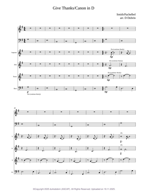 Canon in D – Give Thanks (Pachelbel/Smith arr. D. Dobrin)