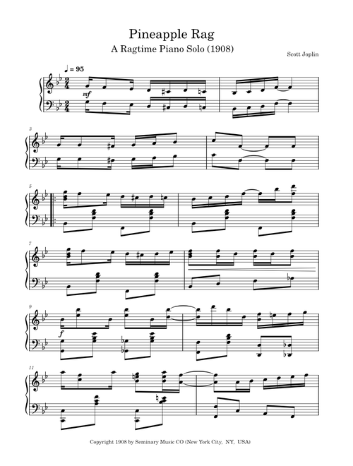 Pineapple Rag by Scott Joplin (1908)