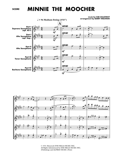 Minnie The Moocher (Arr. BARRY MOLINSKI) - Big Bad Voodoo Daddy (Woodwind Ensemble)