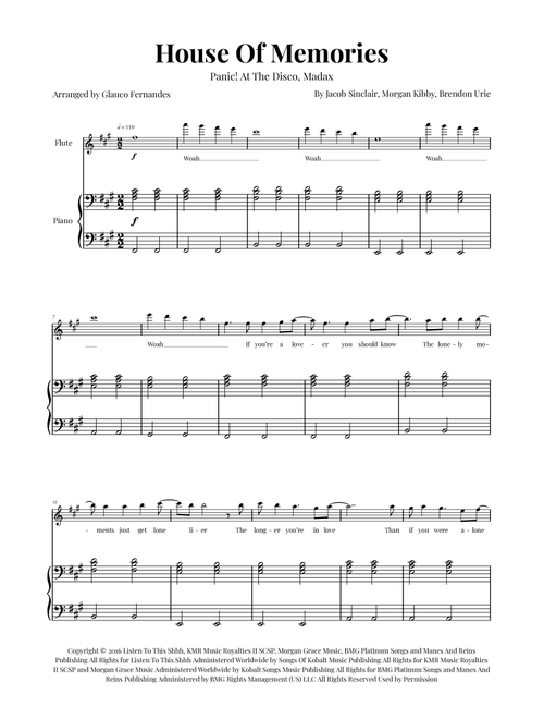 House Of Memories (Arr. Glauco Fernandes) - Madax (Flute and Piano)