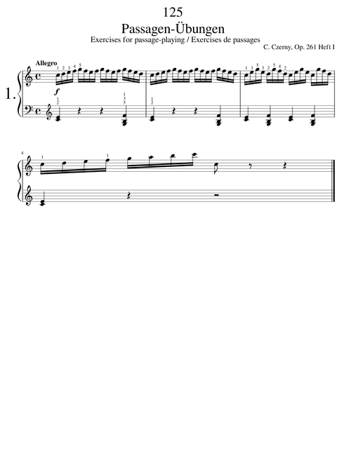 125 Exercises for Passage-Playing Op. 261 No. 1 by Carl Czerny