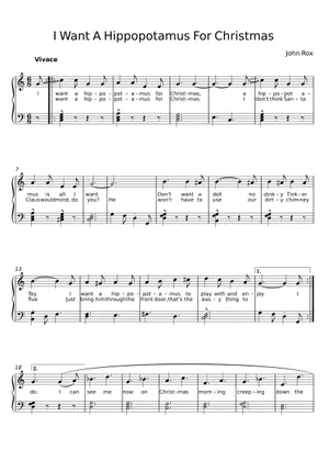 John Rox I Want a Hippopotamus for Christmas - John Rox Sheet Music for French ...