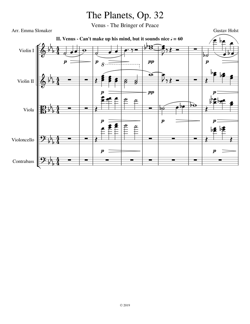 The Planets, Op. 32: II. Venus - Bringer of Peace Sheet Music for