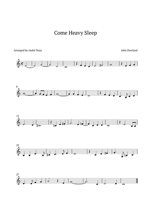 Come Heavy Sleep (Arr. André Nusa) - John Dowland (Violin Solo)