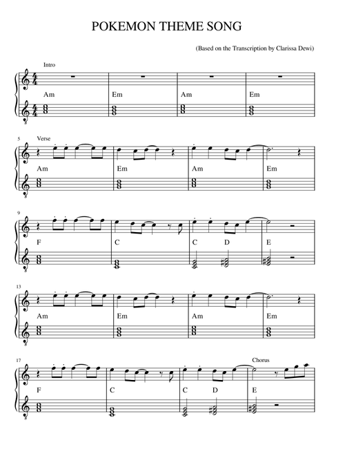 Pokémon Theme Song – Pokemon Easy Pokémon Theme Song