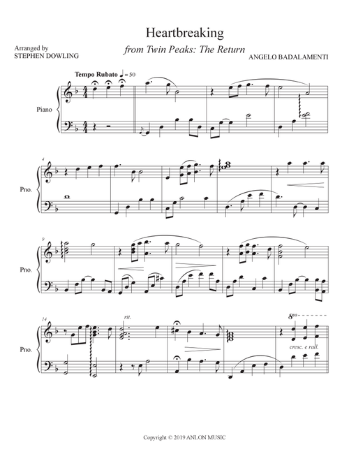 Heartbreaking (Arr. Stephen Dowling) - Various (Piano Solo)