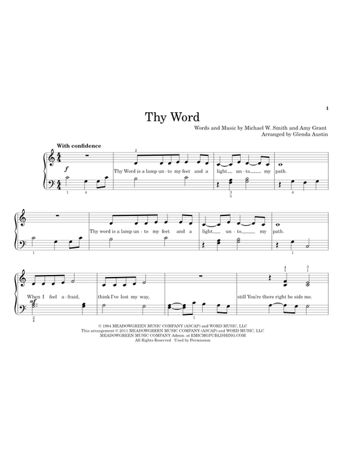 Thy Word (Arr. Glenda Austin) - Amy Grant, Michael W. Smith (Educational Piano)