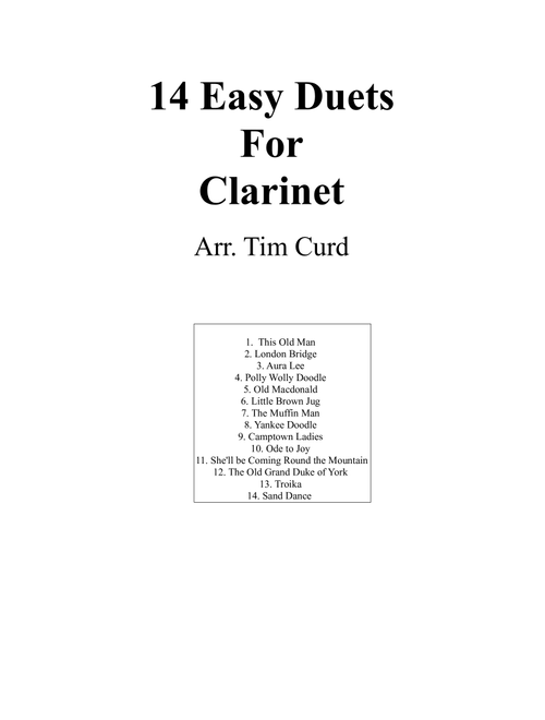 14 Easy Duets For Clarinet (Arr. Curd) - trad (Clarinet Duet)