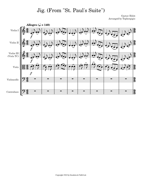 Jig (From "St. Paul's Suite") - Gustav Holst - Arrangement