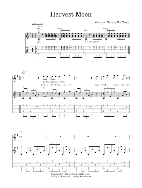 Harvest Moon - Neil Young (Solo Guitar)