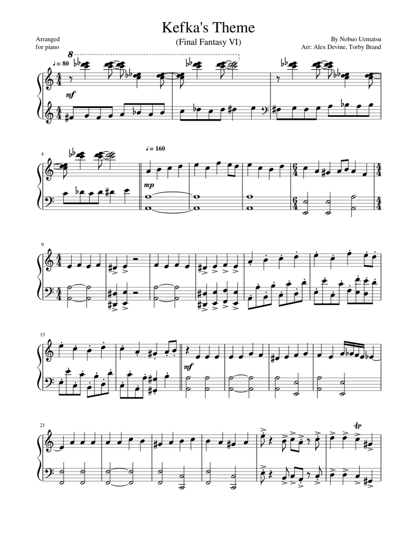 Final Fantasy VI Battle Theme Sheet music for Piano (Solo