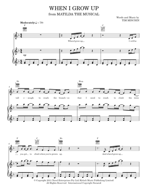 When I Grow Up - Tim Minchin (Piano-Vocal-Guitar)