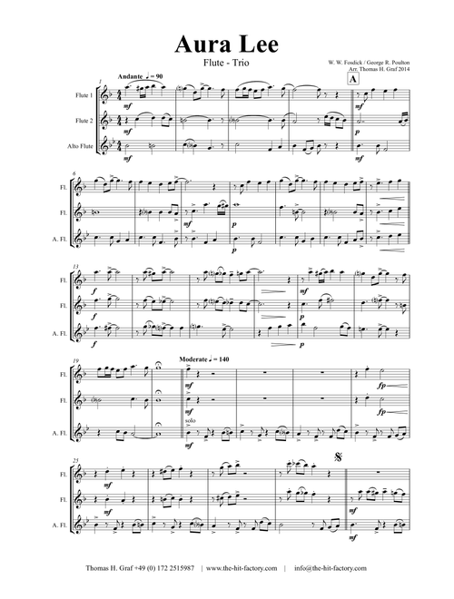 Aura Lee - Love me tender - Elvis - Flute Trio (Arr. Thomas H. Graf) - trad (Woodwind Ensemble)