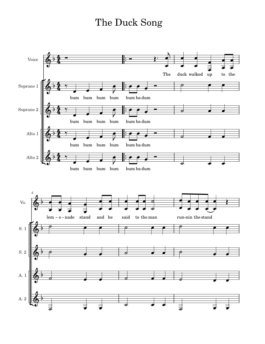 The duck song – Bryant Oden The Duck Song H$ Sheet Music for Soprano ...