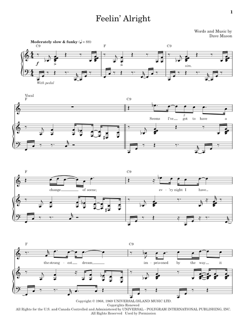 Feelin' Alright - Traffic, Joe Cocker (Keyboard Transcription)