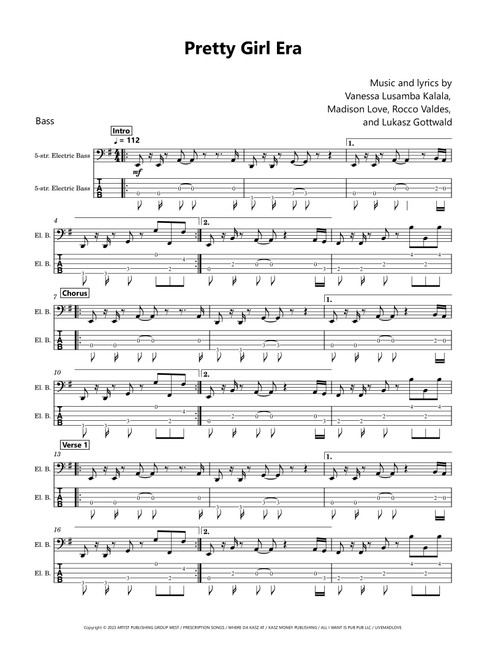 Pretty Girl Era (Arr. David Lartey) - Lu Kala (Bass Tab)
