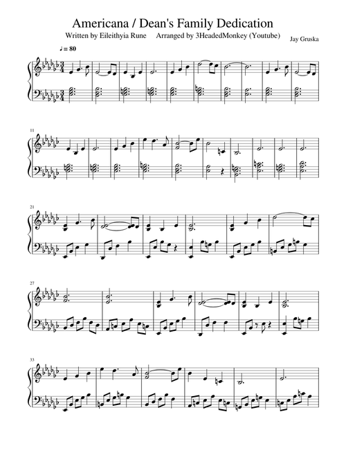 Americana/Dean's family dedication theme