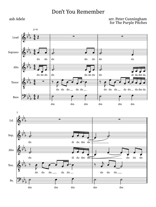 Don't You Remember (Arr. Peter Cunningham) - Adele (Choral, SATB)