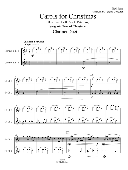 Carols for Christmas A Medley for Two Clarinets (Arr. Jeremy Corcoran) - Traditional (Clarinet Duet)