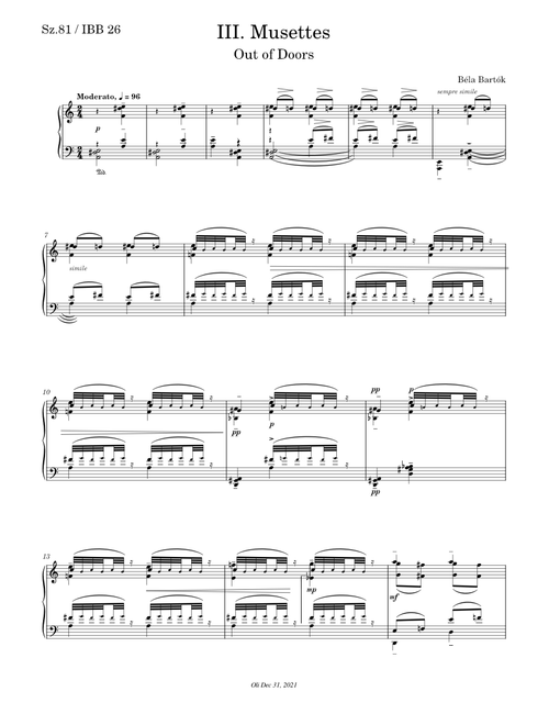 Béla Bartók - Out of Doors, Sz.81 - III.Musettes