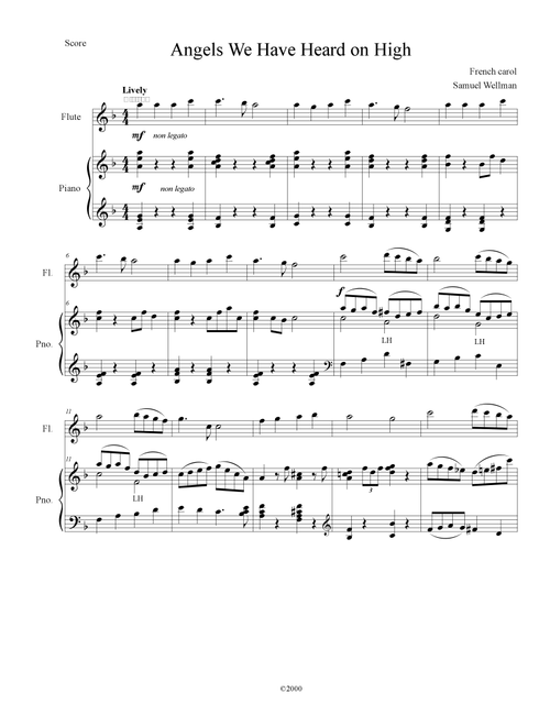 Angels We Have Heard on High (Arr. Samuel Wellman) (Flute and Piano)