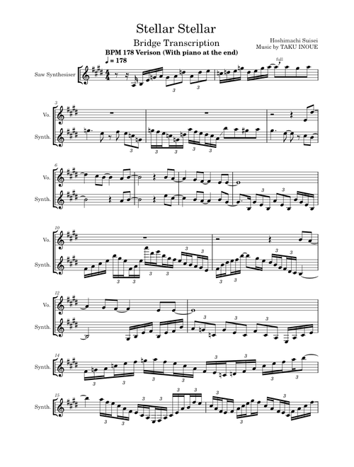Stellar Stellar – Hoshimachi Suisei (Bridge Transcription)