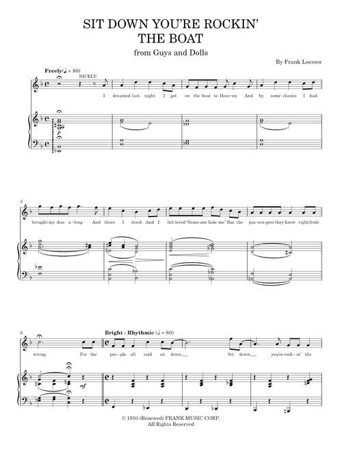 Sit Down You're Rockin' The Boat - Frank Loesser, Guys And Dolls Musical (Piano Vocal)