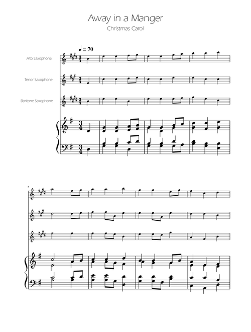 Away in a Manger - Sax Trio ATB (Arr. Ygor Nunes) - William J Kirkpatrick (Woodwind Ensemble)
