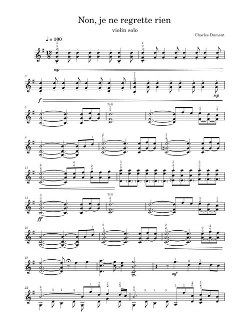 Non, je ne regrette rien (violin solo)