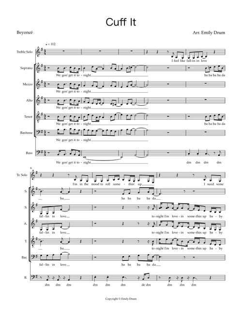 Cuff It (Arr. Emily Drum) - Beyonce (Choral, SATB divisi)