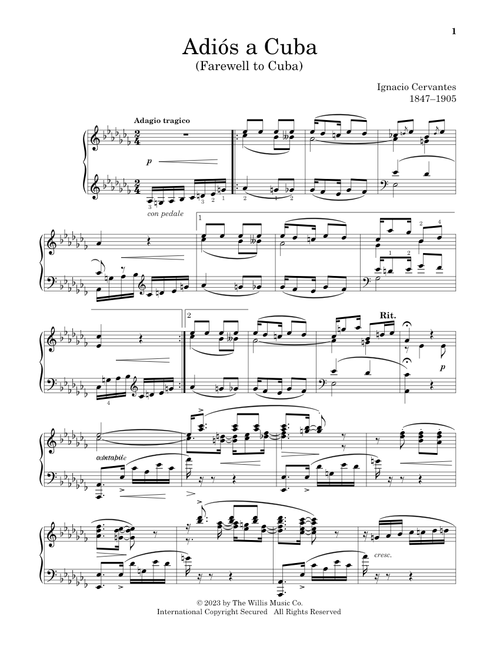 Adios A Cuba (Farewell To Cuba) (Ed. Charmaine Siagian) - Ignacio Cervantes (Educational Piano)