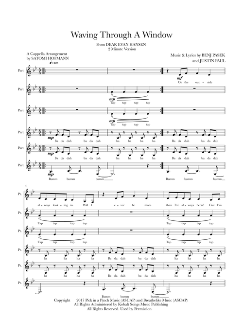 Waving Through A Window (Arr. Satomi Hofmann) - Justin Paul, Benj Pasek (Choral, SSAA)