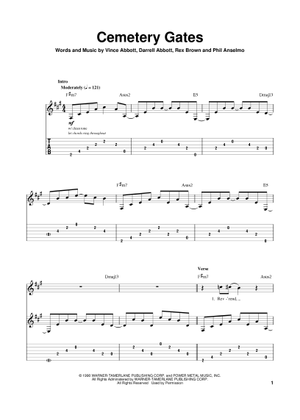 Play Official version of Cemetery gates Sheet Music by Pantera for