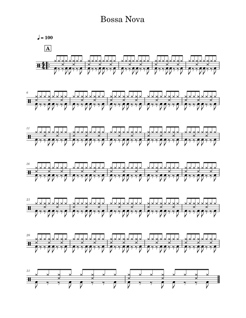 Bossa Nova1 Sheet music for Drum group (Solo)