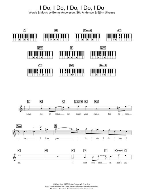 I Do, I Do, I Do, I Do, I Do - ABBA (Lead Sheet - Fake Book)