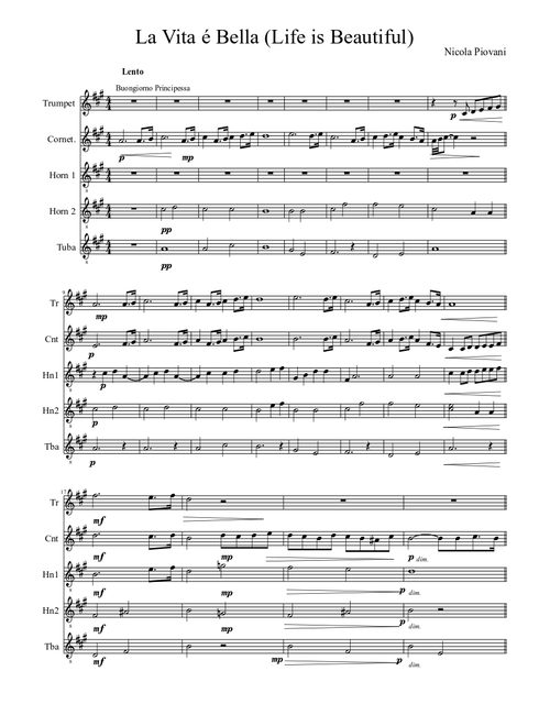 La Vita é Bella (Life is Beautiful) Suite