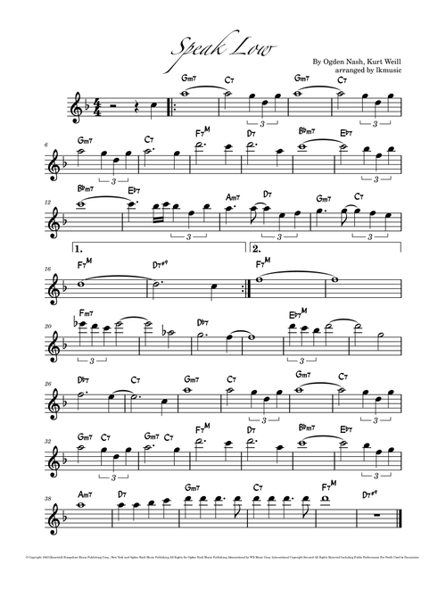 Speak Low (Arr. Lkmusic) - Ogden Nash, Kurt Weill (Flute Solo)