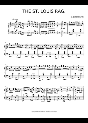 The St. Louis Rag by Tom Turpin (1903) Sheet Music for Piano (Solo ...