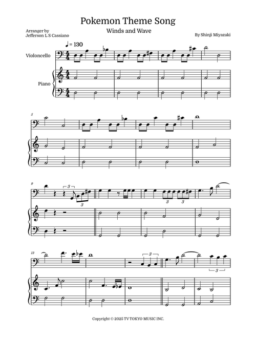 Pokemon (Arr. Jefferson LS Cassiano) - Shinji Miyazaki (Cello and Piano)