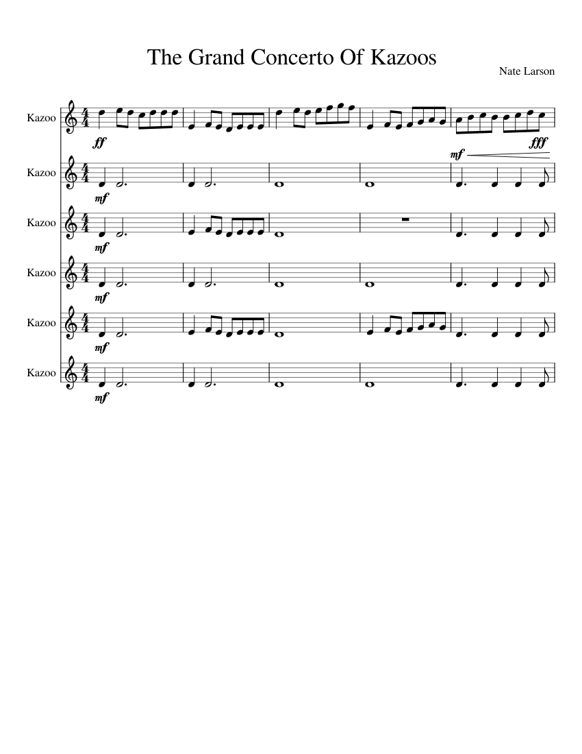 The Grand Concerto Of Kazoos Sheet music for Kazoo (Choral)