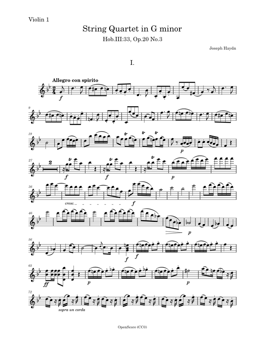 String Quartet In G Minor, Hob.iii, 33, Op. 20, No.3 Joseph Haydn