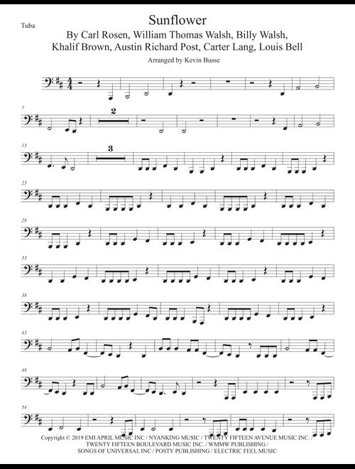 Sunflower (Arr. Kevin Busse) - Post Malone & Swae Lee (Tuba Solo)