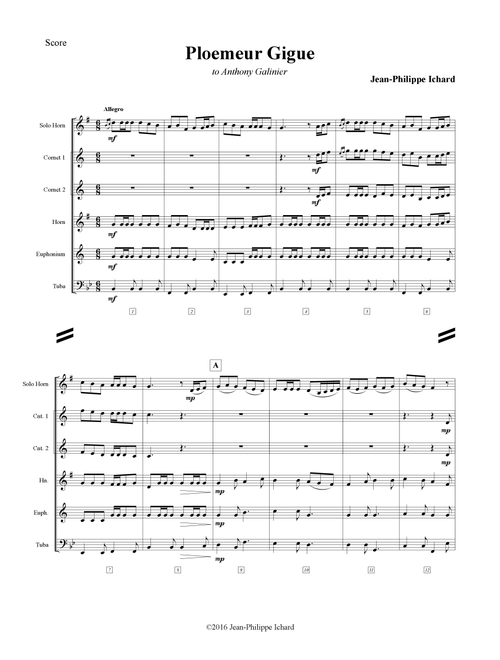 Ploemeur Gigue (Brand Band Quintet) - Score + Parts - Jean-Philippe Ichard (Brass Ensemble)
