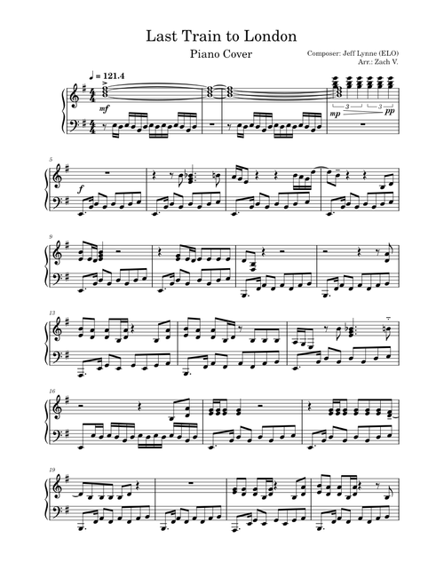 Last train to london – Electric Light Orchestra (Intermediate) - Piano
