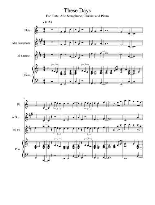 These Days - Woodwind and Piano