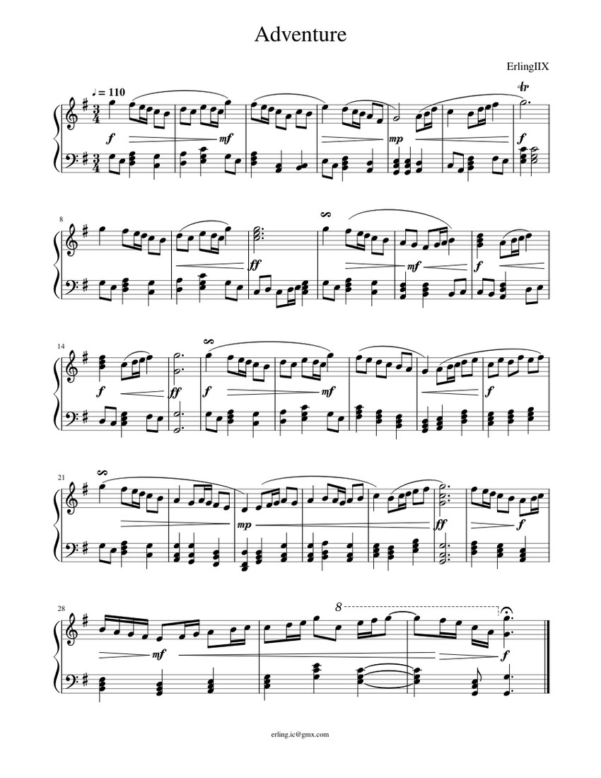 楽譜　ソロピアノ　THE ADVENTURE COLLECTION ☆ YOASOBI-Adventure Sheet Music pdf, -アドベンチャー 楽譜