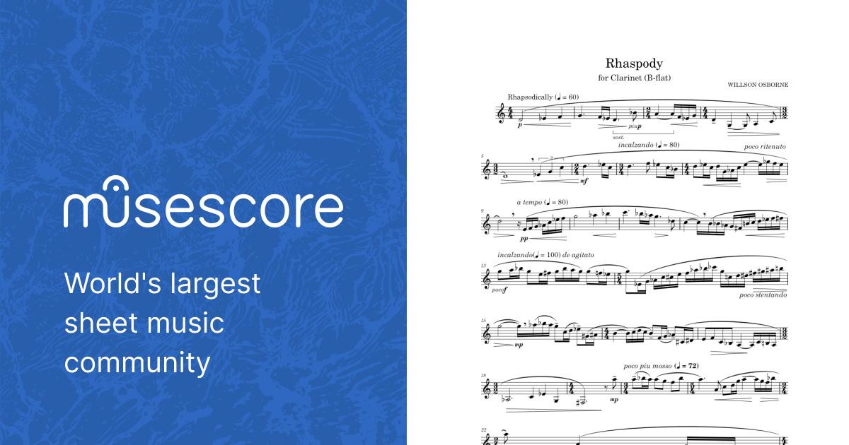 Rhaspody for Clarinet Sheet music for Clarinet other Solo Musescore