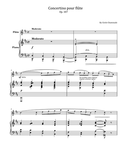 Cécile Chaminade - Concertino pour flûte, Op.107 - For Piano and Flute Original (Arr. poon) (Flute and Piano)