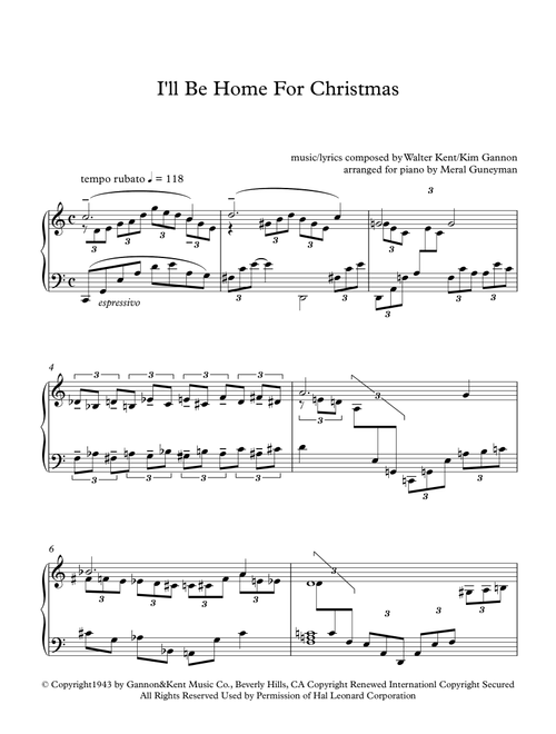 I'll Be Home For Christmas (Arr. Meral Guneyman) - Rascal Flatts (Piano Solo)