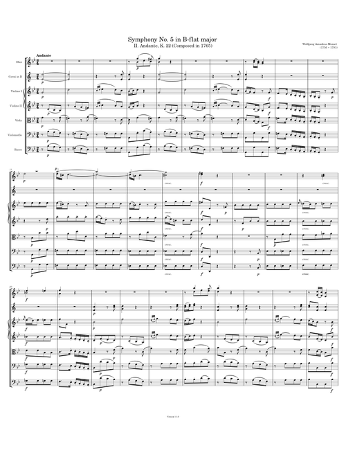 [II. Andante] Symphony No. 5 in B-flat major, K. 22 – W. A. Mozart